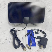 Antenne TV numérique à gain élevé Qiyuntong en fibre de carbone avec amplificateur quadruple noir 20 pour Smart TV - HDTV amplifiée à montage mural intérieur 5V