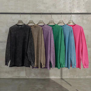 <span class=keywords><strong>T</strong></span>-<span class=keywords><strong>shirt</strong></span> unisexe à manches longues en coton lourd de luxe, lavage à l'acide, 230 g, numéros imprimés, en vrac pour hommes - Product Image 3