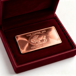 Lingote de Cobre Fino .999 de 10 Onzas, Placa Rectangular de Búfalo, Arte Coleccionable Troquelado, Barra de Cobre - Product Image 2