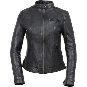 2025 chaqueta de cuero Vintage SFL2811 para mujer, moda informal frontal con cremallera negra para otoño, patrón ligero y sólido - Product Image 5