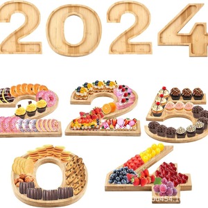 Plateau numérique en bois Stars 2024 pour fruits, fromages, légumes, plateau de service pour fêtes, multifonctionnel, compatible avec les aliments - Product Image 5