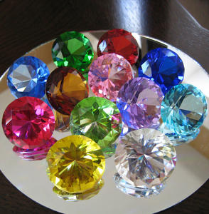 12 pisapapeles de cristal de vidrio multicolor con forma de diamante MH-9373 - Product Image 1