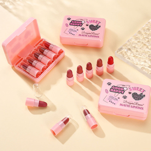 <span class=keywords><strong>Dragon</strong></span> Ranee <span class=keywords><strong>maquillaje</strong></span> 5 unids/caja Rosa lindo Mini lápiz labial mate cremoso de larga duración conjunto de lápiz labial regalo al por mayor para niñas - Product Image 5