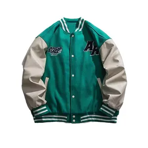Atacado de boa qualidade logotipo personalizado bordado baseball jacket varsity bomber jacket baseball collar para homens e mulheres