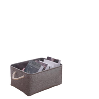 Boîte de rangement de luxe rectangulaire grise en tissu tressé avec éclairage LED, présentoir à bijoux, cadeau, écologique, pliable, fait main