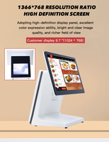 Supermercado de 15,6 pulgadas, venta al por mayor, sistema de Software POS, pantalla táctil Dual, sistema minorista, Windows, Android, caja registradora POS 1366x768