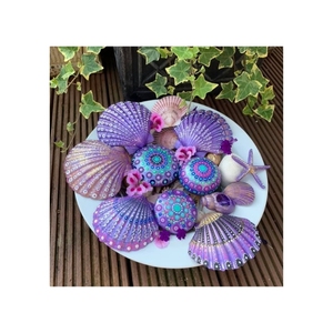 Las mejores conchas marinas naturales de colores pintadas a mano en diferentes diseños de Loto Azul en Vietnam - Product Image 3