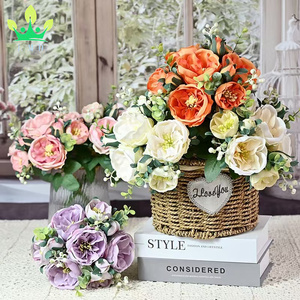 10 Têtes <span class=keywords><strong>Hibiscus</strong></span> <span class=keywords><strong>Bouquet</strong></span> De Mariage <span class=keywords><strong>Mariée</strong></span> Pivoines Bouquets Fleur Artificielle De <span class=keywords><strong>Mariée</strong></span> pour Lancer Tissu De Soie Flore Vase De Fête De Mariage - Product Image 4