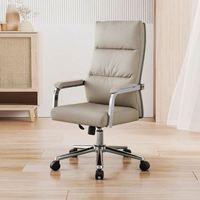 Chaise de bureau exécutive à dossier haut en cuir PU, chaise pivotante réglable pour ordinateur, base chromée, chaise de bureau ergonomique