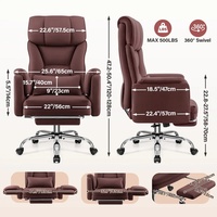 Fauteuils de bureau de direction en similicuir marron à accoudoirs rabattables et dossier croisé, fabriqués en Chine