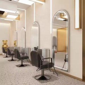 Espejo de Salón LED con Marco Dorado de Lujo, Espejo de Pared de Cuerpo Entero para Peluquería, Muebles para Salón de Belleza - Product Image 4