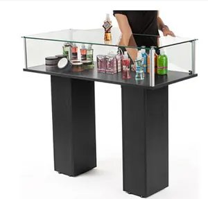 Display Case with Pedestal Design, Rear Hinged Doors,Black frameless display showcase hot selling USA and Australia