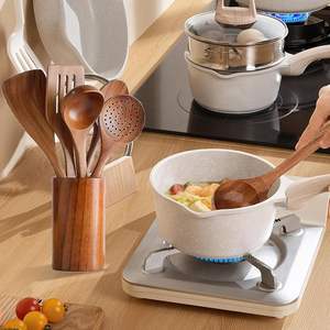 Juego de 10 utensilios de cocina de madera, espátula, cuchara, tenedor, resistentes al calor, accesorios de cocina, kit de utensilios de cocina - Product Image 5