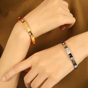 <b>Cuff</b> <b>Bracelet</b> Gold With Diamond Accents Bezel Setting Unisex Jewelry Gift - Product Image 4