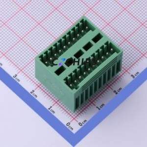 DB2EVH-2.5-2*10P-GN Plug-in Terminal Block Through hole,P=2.5mm Connector Board-to-Board / Socket - Closed 2x10P 2.5mm Green - Product Image 1