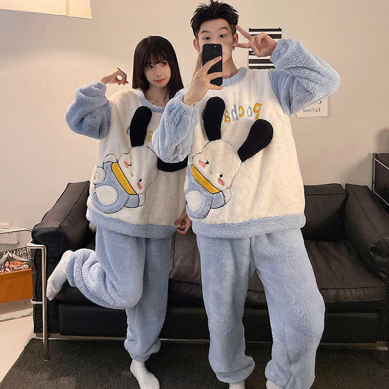 Kolipajam Couples Matching Pajamas Set 100% Cotton Flannel Pajamas For Couples With Pockets M