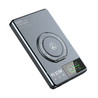 Ultraflacher Ring-Ständer Magnetische Kabellose Powerbank aus Aluminiumlegierung 22,5W Tragbares Ladegerät für Telefon Tägliches Schnellaufladen