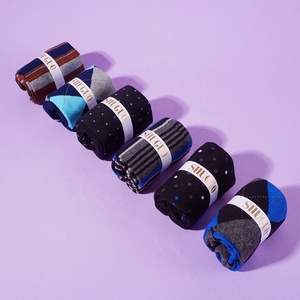 Nueva moda, venta al por mayor, divertidos 6 pares de puntos a cuadros, rayas, Funky, oficina, negocios, vestido, <span class=keywords><strong>calcetines</strong></span> para hombres, paquete - Product Image 3