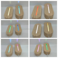 Lampe en bois de caoutchouc Acrylique 3D Illusion Led Light Base en bois ovale Lampe à illusion 3D RVB pour veilleuse en acrylique vierge