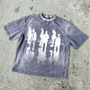 TKAN 127 Unisex Oversized Boxy Tshirt High Quality 100% Cotton <b>Heavyweight</b> Terry Acid Wash Custom Logo Printed Formal <b>T</b>-<b>Shirt</b> - Product Image 2