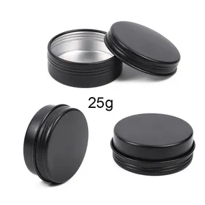 Food Grade 5g 10g 15g 25g 30g 60g 1oz 2 Ounce Round Double Sided Black Matte Tin Containers Aluminium Jar With Lid