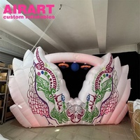 Éclairage LED pour événements, décoration de fond, mur gonflable, panneau d'affichage gonflable en forme d'aile