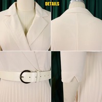 Nouvelle Robe Chic Plissée Midi à Col Revers et Manches Longues pour Femme de Bureau, Ceinturée, Taille 5XL, Collection Printemps-Automne