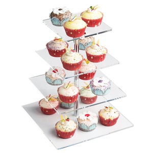 Trắng tự chọn Acrylic Riser Cube hiển thị làm tổ risers lucite vuông thực phẩm Bệ hộp hiển thị với thả - Product Image 6