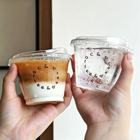Gobelets jetables personnalisés avec logo, 4/6/8 oz, pour boissons froides, smoothies, thé au lait, bubble tea, avec couvercles, gobelets en plastique transparent pour café