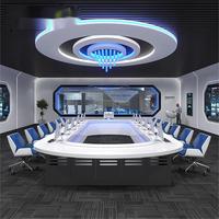 Table de conférence en bois massif avec éclairage LED moderne, peinture au four, pour 20 personnes