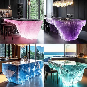 Tavolo da Pranzo in Resina Trasparente Luminosa, Bancone Bar di Lusso di Alta Gamma con Design Glaciale - Product Image 4