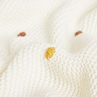 Couverture en tricot gaufré 100% coton blanc, brodée à la main avec des points colorés, maille ajourée respirante, conviviale toute l'année, décorative pour canapé