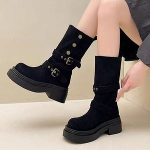 Bottines plateforme tendance pour femmes, style polyvalent et décontracté, semelle épaisse pour augmenter la taille et fonction antidérapante - Product Image 4