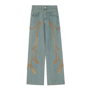 Jeans stile Hip Hop da uomo primavera asciugamano fresco ricamato pantaloni in Denim per amante pantaloni larghi larghi Jeans - Product Image 5