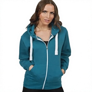 Sweat-shirt à capuche unisexe bleu en coton French Terry, coupe classique, couleur unie, décontracté, automne, poche avant, respirant, tricoté - Product Image 5