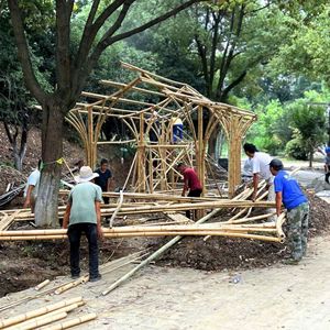 Bamboo Outdoor Pavilion Chinese Style Arches Pergola Decorative Resting Area Diameter 4-7M Manual Crafted - Product Image 4