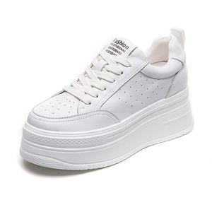 Baskets compensées blanches à bout rond pour femmes, nouvelle collection 2026, tendance, à semelle épaisse, avec talonnette intégrée, respirantes - Product Image 1