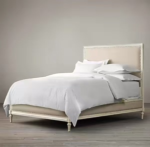 Lit double rétro en bois avec poteaux en spirale et tête de lit incurvée, style Wabi-Sabi pour chambre principale - Product Image 2