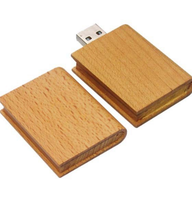 Venta al por mayor de madera USB flash drive logotipo personalizado forma de libro Memory Sticks promoción regalo grabado logotipo libro de madera USB Stick