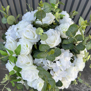 Centro de Mesa de Rosas Artificiales Blancas y Rosas, Decoración de Boda con Bola de Flores Coloridas de Lujo - Product Image 2