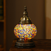 Turc marocain mosaïque verre lampe à la main Portable lampe de chevet avec Base en Bronze bricolage cadeau pour enfants chambre décor