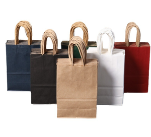 Multi-color Eco-Friendly High-End Kraft Paper Shopping Bags Thick Kraft Paper Matching Paper Rope Handles Four-Color Printing - Product Image 1