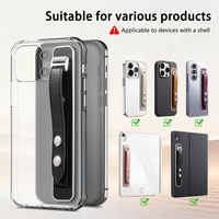 Sangle de poignet réglable en cuir PU tendance avec adhésif, sangle de suspension portable adaptée aux téléphones mobiles et tablettes