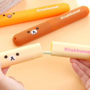 Rilakkuma <b>Toothbrush</b> <b>Case</b> Portable Round Cartoon Cover For Travel Toiletries Storage Box - Product Image 1