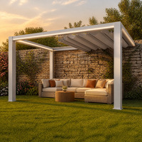 Pergola bioclimatique motorisée en aluminium à lames orientables, résistante aux intempéries, pour jardin, terrasse et balcon, avec revêtement poudré