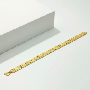 Designer gold link bracelet with geometric square pattern classic wrist jewelry <b>for</b> <b>men</b> women daily wear party wear anniversary - Product Image 2