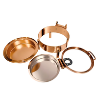Ensemble chauffe-plats rond en acier inoxydable SUS 304 rose doré, avec pointe de marteau personnalisée Liyunda, pour banquet et restauration