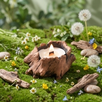 Bougie sur socle d'arbre en cire naturelle avec mèche en bois, bougie d'aromathérapie, décoration rustique forestière pour salon, chambre, salon de thé, parfum d'intérieur