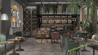Idées de café uniques Café moderne Boulangerie Concepts Cosy Restaurant Bar Comptoir et Table à manger Chaise Ensemble de meubles