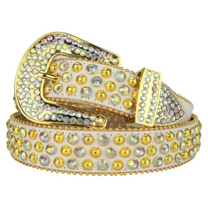 Cinturón brillante <span class=keywords><strong>con</strong></span> tachuelas <span class=keywords><strong>para</strong></span> <span class=keywords><strong>hombre</strong></span>, correa de cuero sintético <span class=keywords><strong>con</strong></span> <span class=keywords><strong>diamantes</strong></span> de imitación, estilo vaquero - Product Image 3